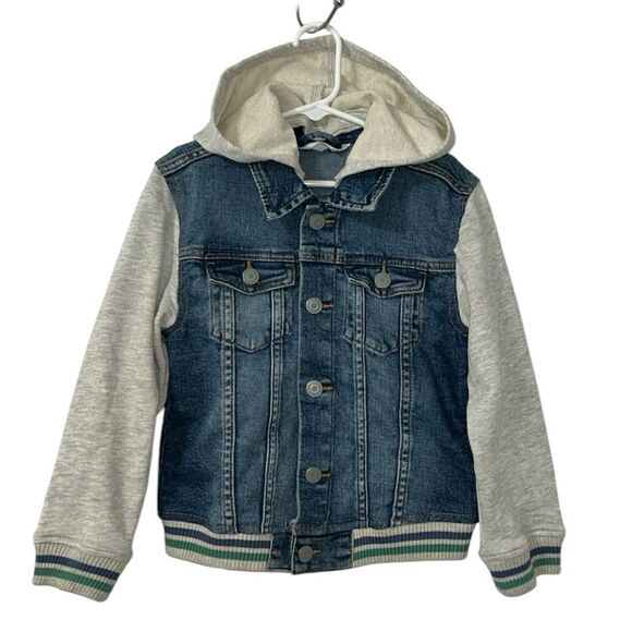 H&M Boys Hoodie Kids Blue/Light Gray Denim Jacket(Size 6) - Picture 2 of 10